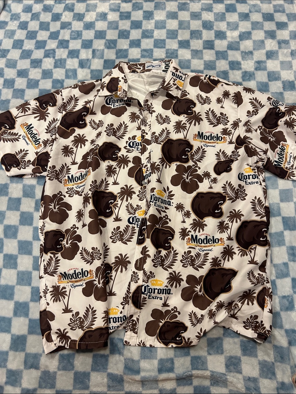 Modelo x Corona AHL Hershey Bears Brown Tropical Print Short Sleeve Shirt